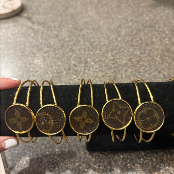 Gold and Brown Double Bangle Set - Picture 1 of 5